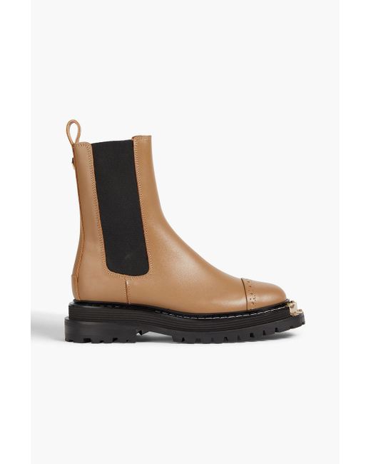 Sandro Brown Liam Embellished Leather Chelsea Boots