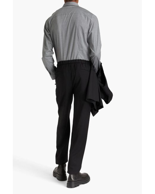 Emporio Armani Black Wool Drawstring Pants for men