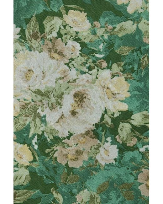 Mikael Aghal Green Maxikleid aus chiffon mit floralem print und rüschen