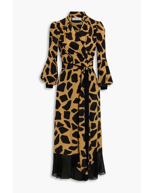 Diane von Furstenberg Natural Lucille Leopard-print Crepe De Chine Midi Wrap Dress
