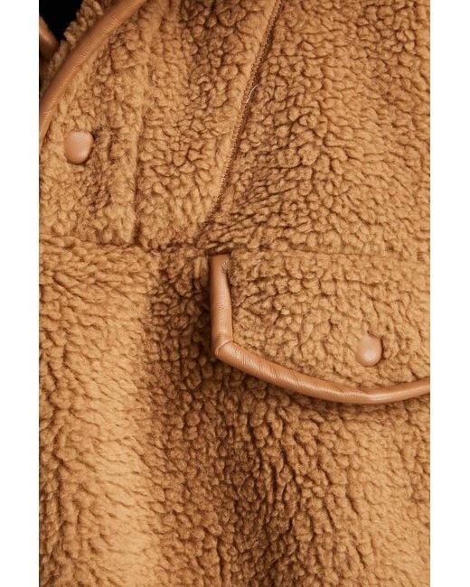 Nanushka Brown Falon Faux Leather-trimmed Fleece Jacket
