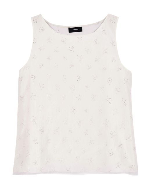 Theory Printed Silk-blend Organza Top Ivory in White - Lyst