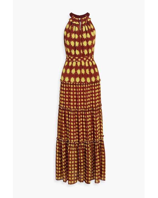 Diane von Furstenberg Jack Tiered Printed Crepe De Chine Maxi Dress