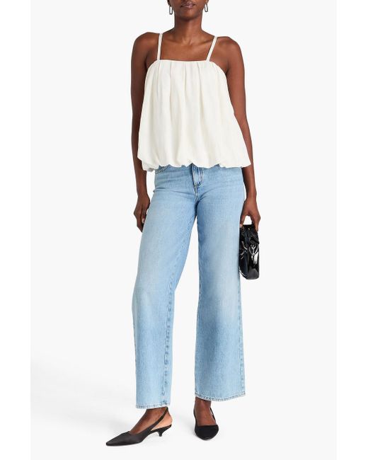 Maje White Pleated Twill Top