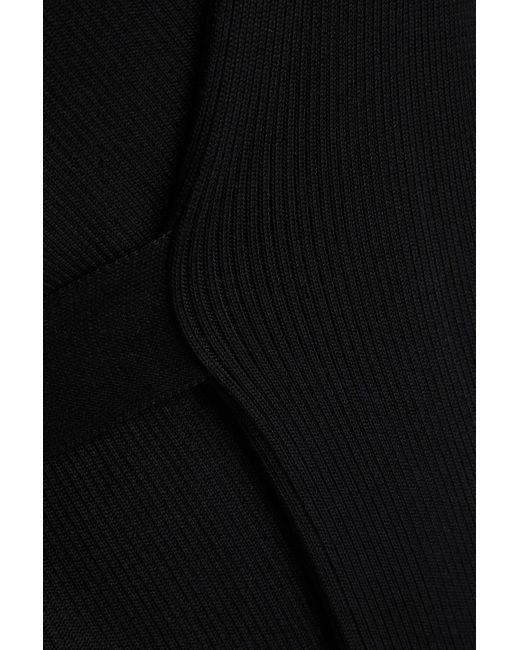 Balenciaga Black Ribbed Silk Maxi Wrap Dress