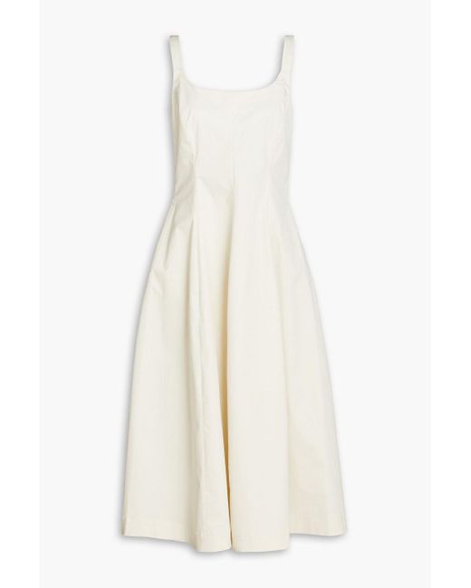Vince White Cotton-blend Twill Midi Dress