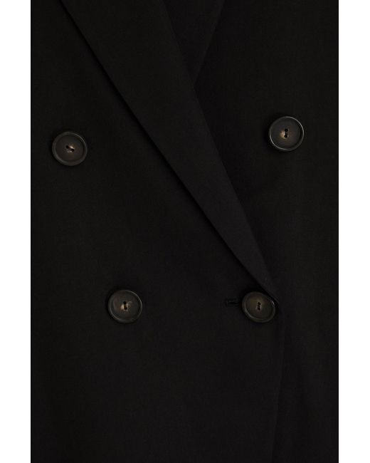 Vince Black Double-breasted Tm-blend Twill Blazer