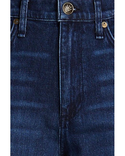 Rag & Bone Blue Andi Cropped High-rise Wide-leg Jeans