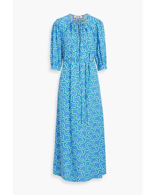 Diane von Furstenberg Blue Drogo Printed Maxi Dress