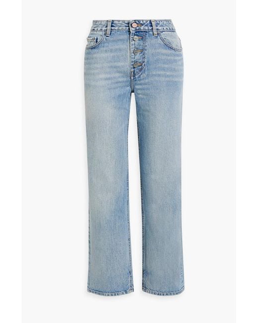 Ganni Blue High-rise Straight-leg Jeans