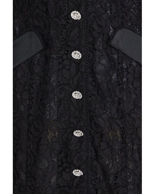 Saloni Black Lulu Corded Lace Midi Dress
