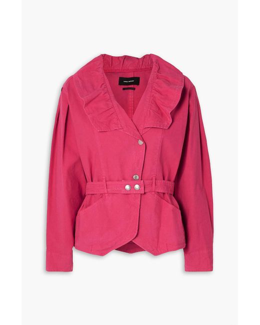 Isabel Marant Pink Epaline Ruffled Linen-blend Ripstop Jacket