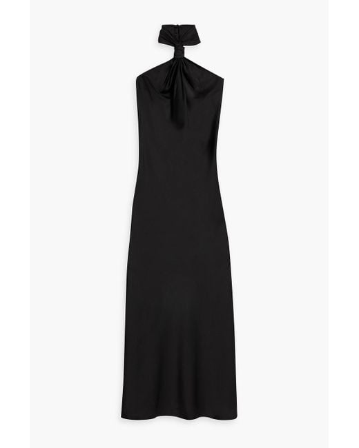 Halston Heritage Black Knotted Satin Gown