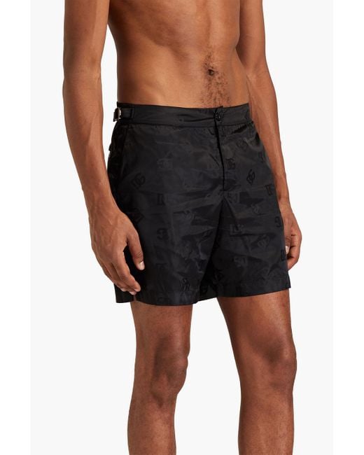 Dolce & Gabbana Black Mid-length Jacquard Swim Shorts for men