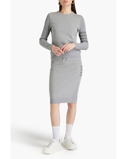 Thom Browne Gray Ribbed French Cotton-terry Skirt