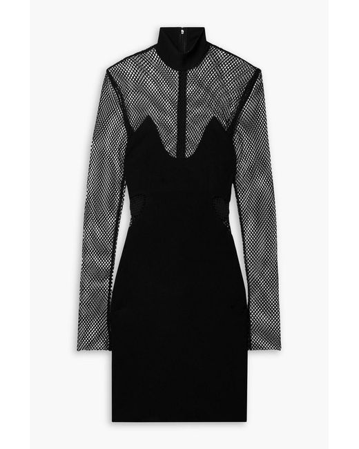 Tom Ford Black Stretch-Crepe And Mesh Mini Dress