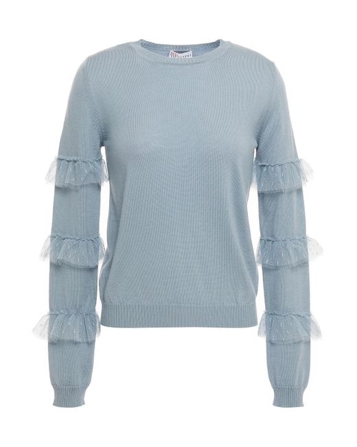 RED Valentino Blue Point D'esprit-trimmed Wool Sweater
