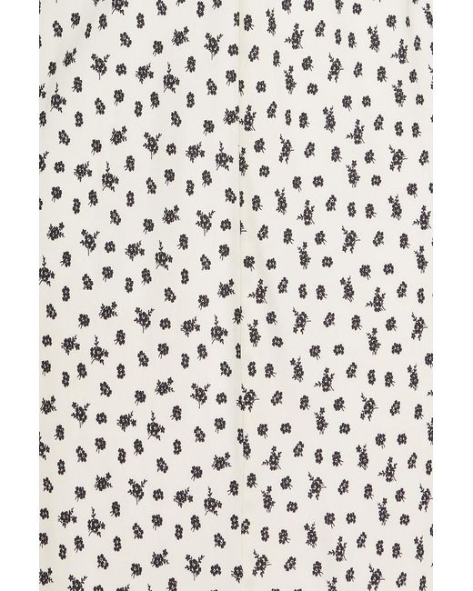 Claudie Pierlot White Twisted Cutout Floral-print Satin-twill Maxi Dress