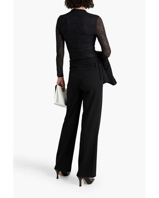 10 Crosby Derek Lam Black Raya Lace-up Twill Wide-leg Pants