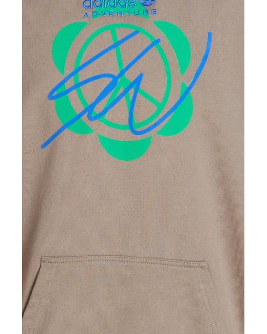Adidas Originals Superturf hoodie aus baumwollfrottee mit print in Natural für Herren