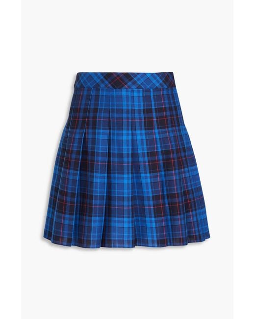The Vampire's Wife Blue Mini Munchkin Pleated Checked Cotton-twill Mini Skirt
