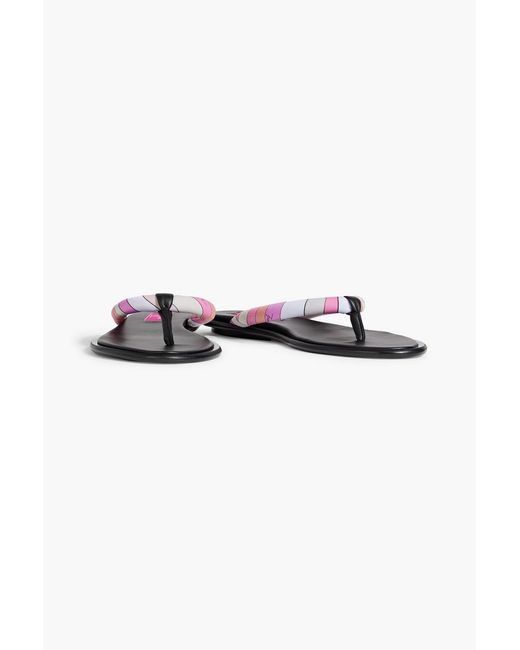 Emilio Pucci White Printed Padded Twill Flip Flops