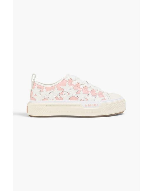 Amiri White Star Court Appliquéd Canvas And Leather Sneakers