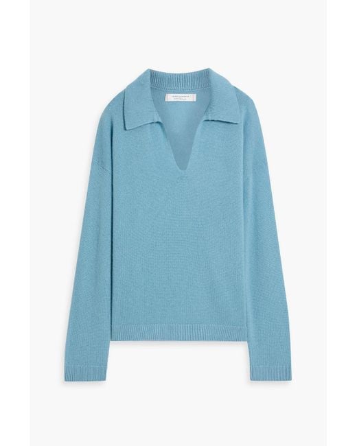 Chinti & Parker Blue Cashmere Polo Sweater