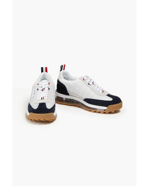 Thom Browne White Quilted Shell And Suede Sneakers