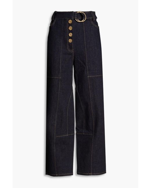 Rejina Pyo Blue Belted High-rise Straight-leg Jeans