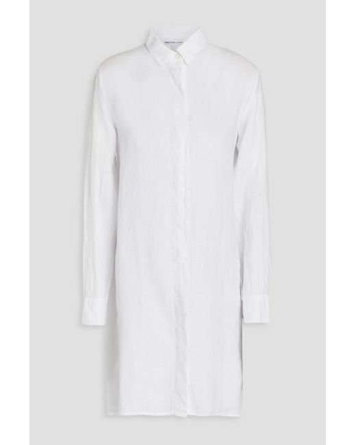 James Perse White Linen Mini Shirt Dress