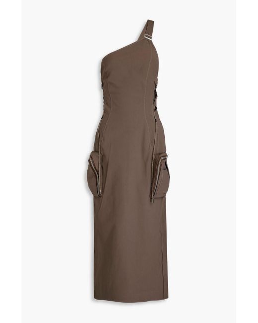 Jacquemus Brown La Marrone One-shoulder Cutout Twill Midi Dress