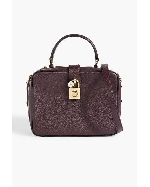 Dolce & Gabbana Purple Rosaria Embellished Pebbled-leather Tote