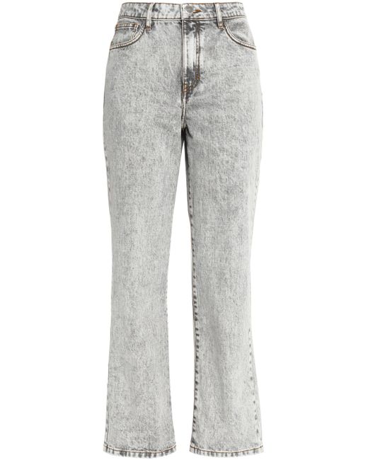 Maje Perla Faded High-rise Straight-leg Jeans Light Gray