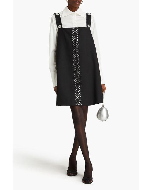 Stine Goya Black Nomi Crystal-embellished Twill Mini Dress