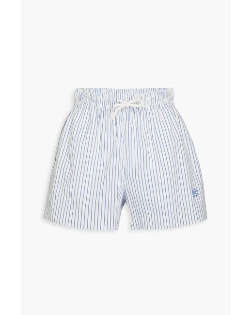 FRAME White Striped Cotton-blend Poplin Shorts