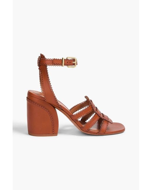 Zimmermann Brown Goldie Scalloped Leather Sandals