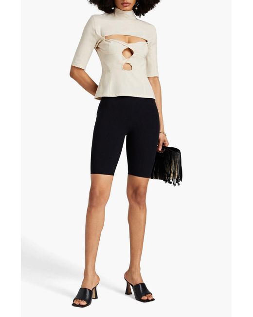 Jacquemus White Le haut palmi oberteil aus stretch-wolle mit twist-detail an der vorderseite und cut-outs