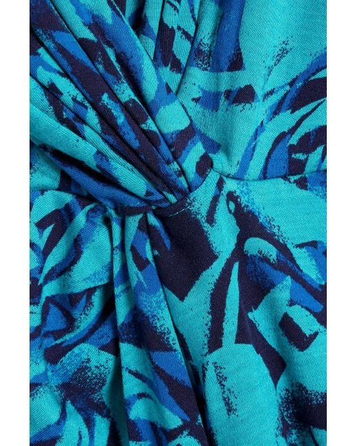 Diane von Furstenberg Blue Ademia kleid aus jersey mit print und wickeleffekt