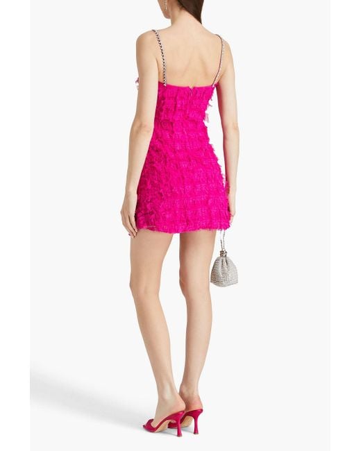 Rebecca Vallance Pink Cherie Amour Fringed Tulle Mini Dress