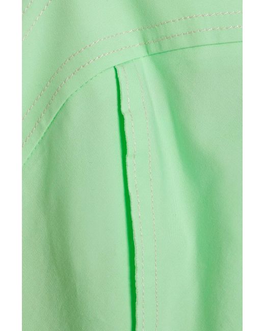 Victoria Beckham Green Canvas-trimmed Cotton-blend Poplin Midi Dress