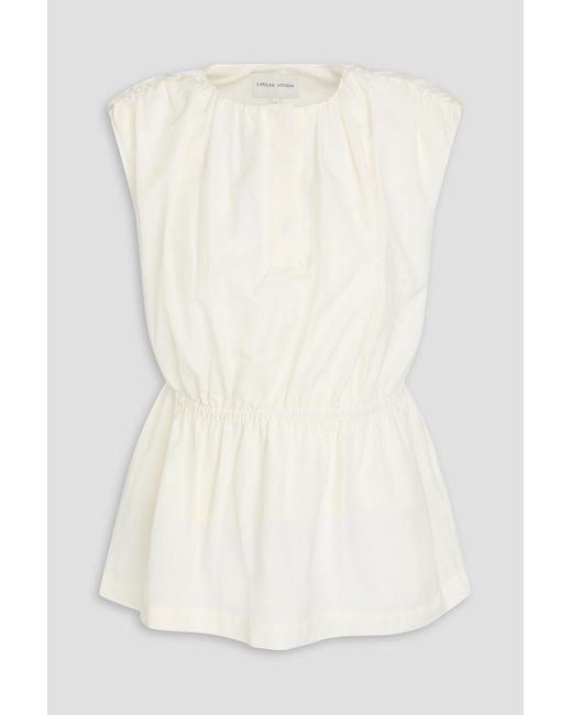 Loulou de Saison White Athena Cotton And Silk-Blend Poplin Top
