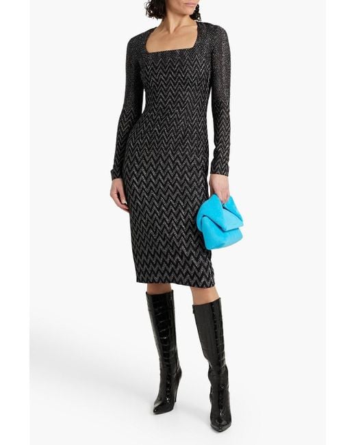 Missoni Black Metallic Crochet-knit Dress