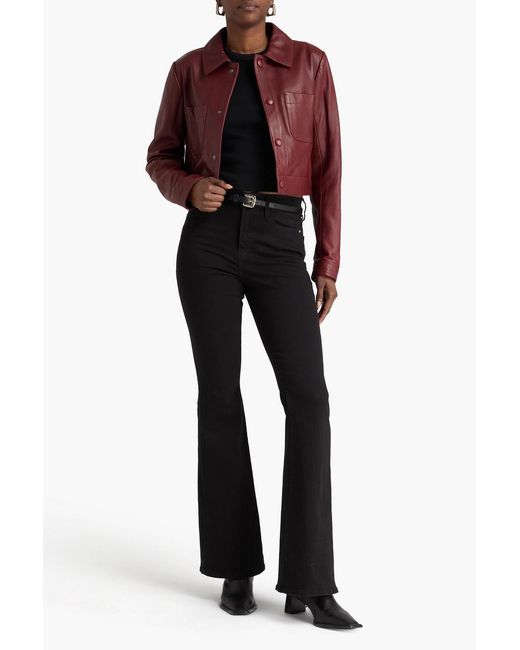 FRAME Red Cropped Leather Jacket