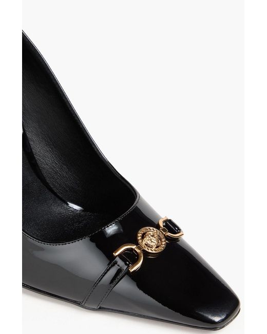Versace Black Medusa Embellished Patent-Leather Pumps