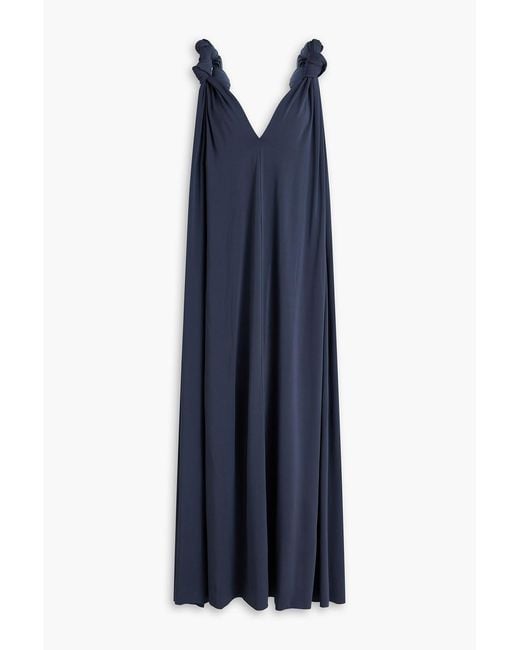 Jil Sander Blue Knotted Jersey Maxi Dress