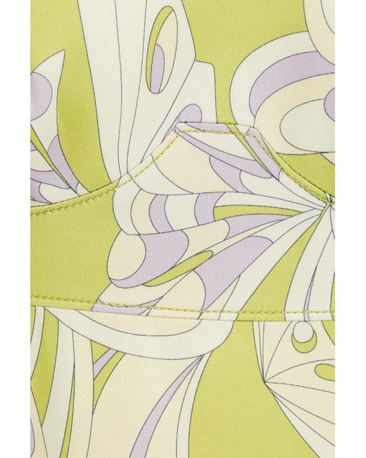 Emilio Pucci Yellow Printed Crepe-satin Midi Dress