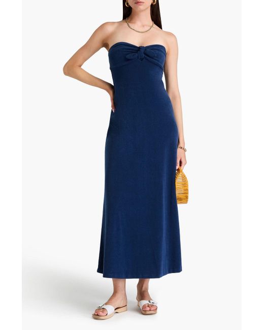 Zimmermann Blue Trägerloses midikleid aus frottee aus einer baumwollmischung mit cut-outs