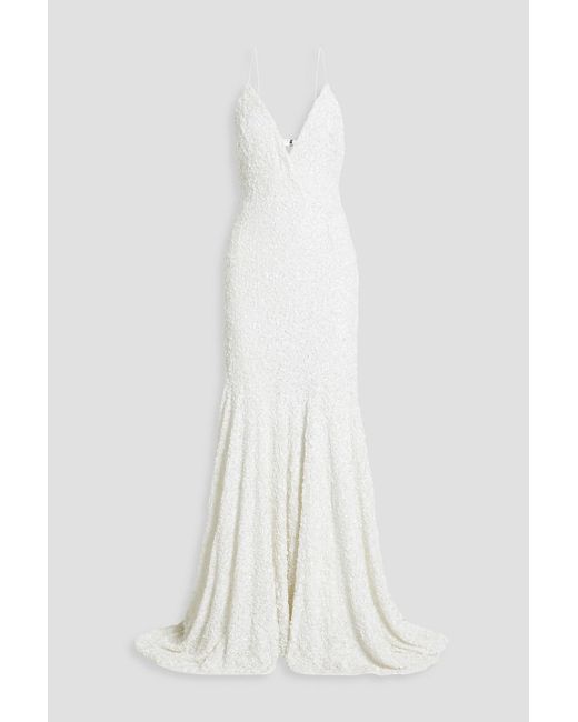 ROTATE BIRGER CHRISTENSEN White Sequined Tulle Bridal Gown
