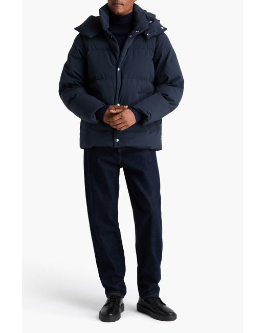 Sandro Blue Quilted Shell Hooded Jacket for men